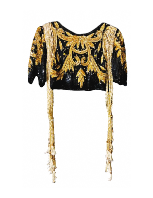 "CASCADE" Crop Sequin Chain Top